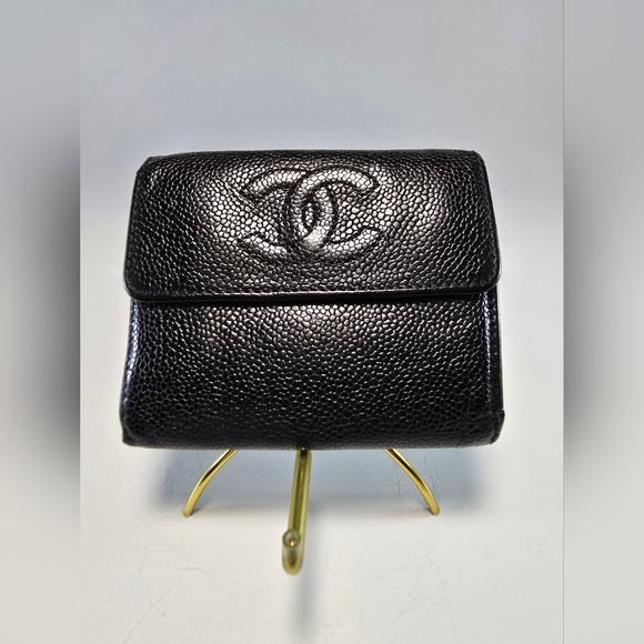 CHANEL Handbags - Chanel Black Caviar Timeless CC Compact Wallet (With COA)